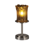 Justice Design Group Veneto Luce 12" Tall Accent Table Lamp with an Amber Glass Shade Brushed Nickel