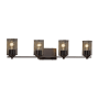 Justice Design Group Wire Mesh 4 Light 34" Wide Bathroom Vanity Light with Flat Rimmed Cylinder Shades Dark Bronze
