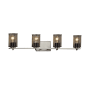 Justice Design Group Wire Mesh 4 Light 34" Wide Bathroom Vanity Light with Flat Rimmed Cylinder Shades Brushed Nickel