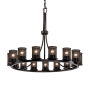 Justice Design Group Wire Mesh 15 Light 42" Wide Pillar Candle Ring Chandelier with Wire Mesh Shades Dark Bronze