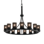 Justice Design Group Wire Mesh 15 Light 42" Wide Pillar Candle Ring Chandelier with Wire Mesh Shades Matte Black