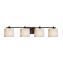 Justice Design Group Porcelina 4 Light 36" Wide LED Bathroom Vanity Light with Rectangle Waves Shades from the Era Series Dark Bronze