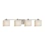 Justice Design Group Porcelina 4 Light 36" Wide LED Bathroom Vanity Light with Rectangle Waves Shades from the Era Series Brushed Nickel