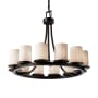 Justice Design Group Limoges 12 Light 1 Tier Chandelier with Fossil Leaf Shade Matte Black