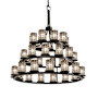 Justice Design Group Wire Glass 42" Wide Ring Chandelier Matte Black