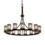 Justice Design Group Wire Glass 15 Light 42" Wide Pillar Candle Style Chandelier with Clear, Bubble Glass Shades Dark Bronze