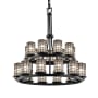 Justice Design Group Wire Glass 21 Light 33" Wide Pillar Candle Style Chandelier with Clear, Bubble Glass Shades Matte Black