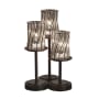 Justice Design Group Dakota 3 Light 16" Tall Table Lamp with Wire Cage with Blown Glass Shades Dark Bronze