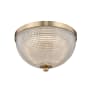 Kalco Portland 10" Wide LED Flush Mount Bowl Ceiling Fixture Winter Brass