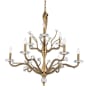 Kalco Venus 9 Light 32" Wide Crystal Candle Style Chandelier Historic Brass
