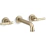 Kallista Central Park West Wall Mount Sink Faucet Lever Handles 1.2 GPM Brushed French Gold