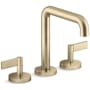 Kallista One Deck Mount Tub Filler Tall Spout Lever Handles Brushed French Gold