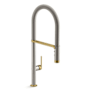 Kallista Mick De Giulio Semi-Professional Kitchen Faucet Featuring Sweep Spray and Boost Technology Stainless / Gold Accents