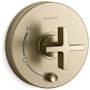 Kallista One Single Function Pressure Balance Valve Trim with Diverter Cross Handle - Less Rough In Brushed French Gold