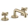 Kallista One 1.2 GPM Widespread Bathroom Faucet, Cross Handles Brushed French Gold