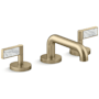 Kallista One 1.2 GPM Widespread Bathroom Faucet with White Carrara Lever Handles Brushed French Gold