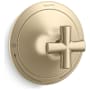 Kallista Script Thermostatic Valve Trim Only with Single Cross Handle - Less Rough In Brushed French Gold