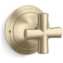 Kallista Script Single Function Volume Control Valve Trim Only with Single Cross Handle Brushed French Gold
