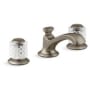 Kallista Script 1.2 GPM Widespread Bathroom Faucet with Clear Crystal Handles and Pop-Up Drain Assembly Brushed Bronze