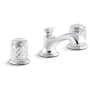 Kallista Script 1.2 GPM Widespread Bathroom Faucet with Clear Crystal Handles and Pop-Up Drain Assembly Polished Chrome