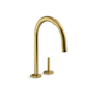 Kallista One 1.8 GPM Single Hole Pull Down Kitchen Faucet Brushed Moderne Brass