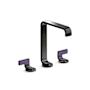 Kallista Guise Collection 1.2 GPM Vessel Widespread Bathroom Faucet with Pop-Up Drain Assembly Polished Graphite / Deep Violet Diamond