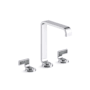 Kallista Guise Collection 1.2 GPM Vessel Widespread Bathroom Faucet with Pop-Up Drain Assembly Polished Chrome / Steel Gray Wave