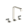 Kallista Guise Collection 1.2 GPM Vessel Widespread Bathroom Faucet with Pop-Up Drain Assembly Polished Nickel / Steel Gray Wave