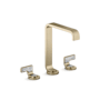 Kallista Guise Collection 1.2 GPM Vessel Widespread Bathroom Faucet with Pop-Up Drain Assembly Brushed French Gold / Transparent White Wave