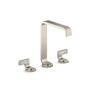 Kallista Guise Collection 1.2 GPM Vessel Widespread Bathroom Faucet with Pop-Up Drain Assembly Brushed Nickel / Transparent White Wave