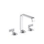 Kallista Guise Collection 1.2 GPM Vessel Widespread Bathroom Faucet with Pop-Up Drain Assembly Polished Chrome / Transparent White Wave