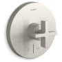 Kallista One Cross Handle Thermostatic Valve Trim with Cold and Hot Indexing - Less Rough In Brushed Nickel