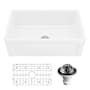 Karran USA Karran FCP30SBWH 30" Single Bowl Panel Front Farmhouse Fireclay Kitchen Sink with Reversible Apron Front White
