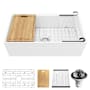Karran USA Karran FCWSDM33SBMB 33" Single Bowl Workstation Fireclay Kitchen Sink with Reversible Diamond/Flat Apron Front White