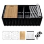 Karran USA Karran FCWSFF33DBMB 33" Double Bowl Workstation Fireclay Kitchen Sink with Reversible Fluted Apron Front Matte Black
