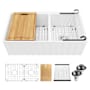 Karran USA Karran FCWSFF33DBMB 33" Double Bowl Workstation Fireclay Kitchen Sink with Reversible Fluted Apron Front White