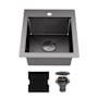Karran USA Matrix 17" Drop In Single Basin Stainless Steel Kitchen Sink with Basket Strainer and Cutting Board Gunmetal Grey