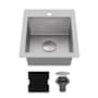 Karran USA Matrix 17" Drop In Single Basin Stainless Steel Kitchen Sink with Basket Strainer and Cutting Board Stainless Steel