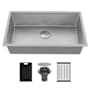 Karran USA Matrix 32" Undermount Single Basin Stainless Steel Kitchen Sink with Basket Strainer and Cutting Board Stainless Steel