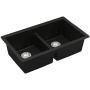 Karran USA 32" Undermount Double Equal Bowl Quartz/Granite Kitchen Sink Black