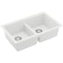 Karran USA 32" Undermount Double Equal Bowl Quartz/Granite Kitchen Sink White
