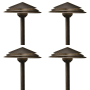 Kichler Round Tiered 21" Tall 2700K LED Path and Spread Light - Set of (4) Lights Aged Bronze