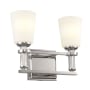 Kichler Rosalind 2 Light 14" Wide Vanity Light with Frosted Glass Shades Polished Nickel