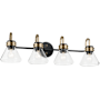 Kichler Farum 4 Light 34" Wide Vanity Light with Clear Glass Shades Black