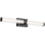 Kichler Laurene 2 Light 31" Wide LED Vanity Light with Clear Fluted Glass Shades Black