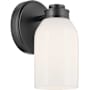 Kichler Shae 8" Tall Bathroom Sconce with Glossy White Opal Glass Shade Black