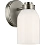 Kichler Shae 8" Tall Bathroom Sconce with Glossy White Opal Glass Shade Brushed Nickel