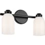 Kichler Shae 2 Light 15" Wide Vanity Light with Glossy White Opal Glass Shades Black