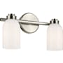 Kichler Shae 2 Light 15" Wide Vanity Light with Glossy White Opal Glass Shades Brushed Nickel