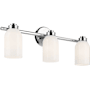 Kichler Shae 3 Light 24" Wide Vanity Light with Glossy White Opal Glass Shades Chrome